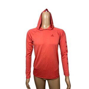 Adidas Unisex Big Kids Long Sleeve Hooded Sun Guard T-Shirt L 14/16 Salmon Pink
